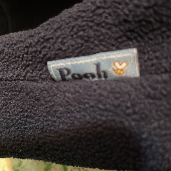Winnie the Pooh fleece pullover 1/4 zip w/lined hood vintage Blue SZ L - Picture 5 of 7